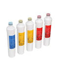 Annual RO Water Filter Replacement Kit For Pure Plus And Zero Plus Systems Five Pack filters displayed in a row