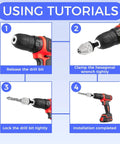 Installation steps for Mini Drill Bit Clamp 0.3-8mm Quick Change Keyless Chuck Adapter on impact drill.