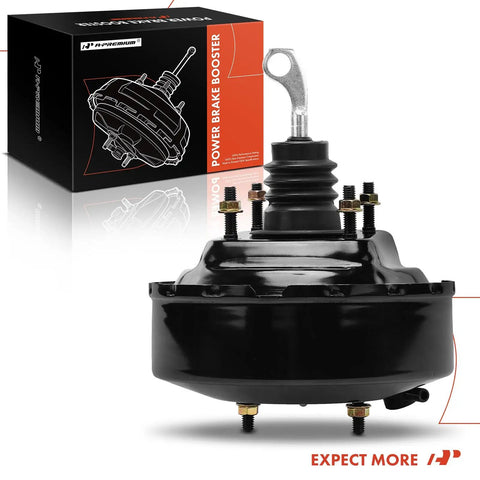 Kickin Ass Vacuum Brake Booster For Jeep Cherokee Comanche Wagoneer 1985 To 1990, heavy steel, single chamber, front view.