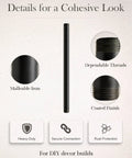 10 Pack 1/2 In By 12 In Black Malleable Iron Pipe Nipples, Threaded Both Ends, DIY Steampunk Industrial Decor for Home Projects
