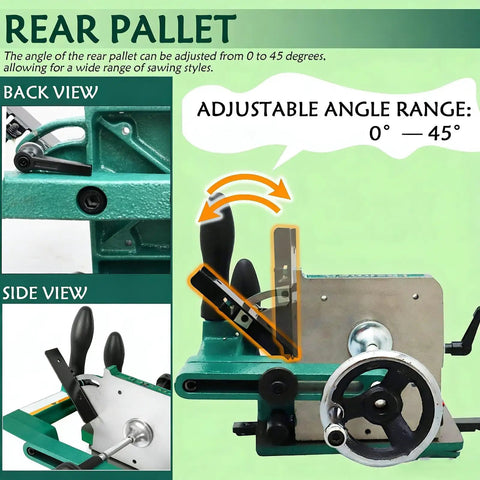 Pro-Grade Tenoning Tool For Table Saws, Multi-Function Woodworking Fixture with Adjustable 0-45 Degree Angle, Rear Pallet View