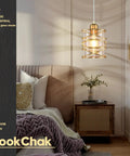 Gold Pendant Light Set Of 3 With Spiral Cage And Seeded Glass Shades For Kitchen Island Dining Room Bar And Sink Area 6.3 Inch Wide E26 Base Modern Farmhouse Vibe Home Lighting hanging by bed