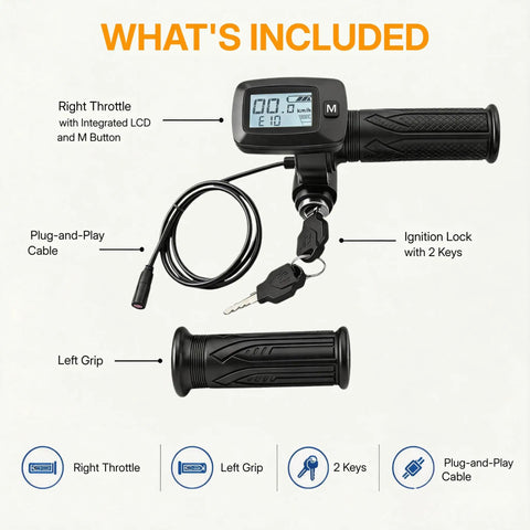 Electric Dirt Bike Throttle With 48V LCD Display And M Button For Soleil 01 Ebike, Integrated Throttle Display, Only Fits Soleil 01 Models, Teen Rider Accessories For A Ride-Ready Dope Dirt Bike Experience
