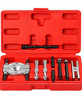 Professional 9 Piece Bearing Separator Puller Set Removal Tool Kit Features Blade Edge Design That Fits Tight Spots Separating Rings Quickly To Prevent Damage During Installation Great For Mechanics Saving Time Fixing Cars Smooth No Stress Now, red case