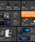 Wide scope of application for Compact 155 In 1 Mini Electric Screwdriver Cordless Set with devices including PS4, smartwatch, and phone.
