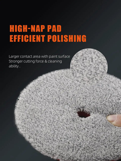 Close-up of high-nap pad from Ten Piece Polishing Pads Kit With Seven Inch Foam Buffing Pads For Car Waxing And Polishing