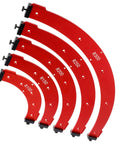No Sweat Five Piece Round Corner Radius Template Set Tough Aluminum Alloy Router Jig For Quick Woodworking Arc Angle Positioning, five red templates