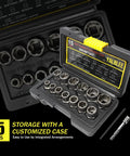 15 Piece Bolt Extractor Socket Set Built Like A Beast For Heavy Duty Nut Removal, Impact Rated Stripped Bolt Remover shown in open case