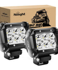 2 Pack 18W LED Pods With 1260 Lumens Spot Off Road Lights front view with box background