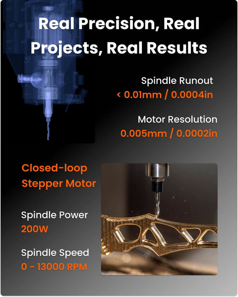 Air Desktop CNC Milling Machine With 4th Axis and Add On Module showcasing precision milling on intricate metal design