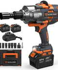 Heavy Duty Brushless Cordless Impact Wrench Delivering 1475 Ft Lbs Knockout Torque And 2000 Nm Beast Mode Power with accessories.