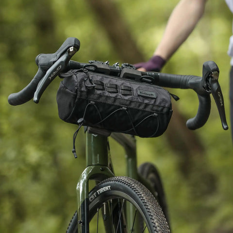 2.8L Waterproof Front Tube Bag For Road Gravel And Mountain Bikes, Cylindrical EVA Frame Pack mounted on bike handlebars