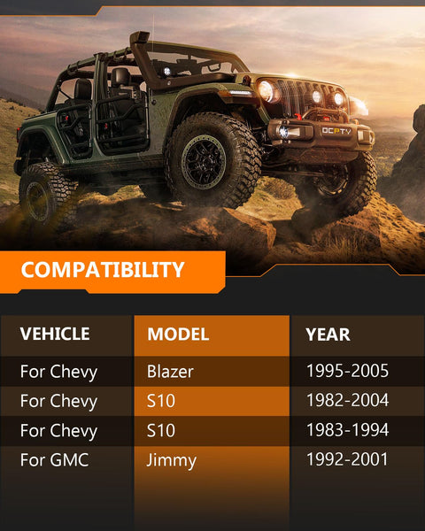 OCPTY Beefed-Up Front And Rear Shocks And Struts For Chevrolet 4WD Blazer S10 Sonoma compatibility chart with off-road vehicle
