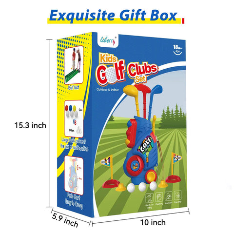 Toddler Golf Set With Putting Mat For 2 3 4 Year Olds Upgraded Kids Golf Cart With Shoulder Strap Safe Durable Plastic Indoor Outdoor Golf Toys Gift For Boys And Girls in gift box packaging