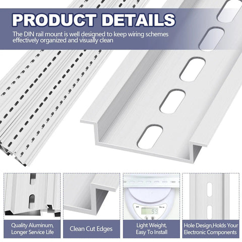 10 Pack DIN Mounting Rails High Slotted Extruded Metal Rail For Hardware Components Mounting Switch Installation detail view