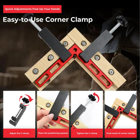 Pro Grade 90 Degree Corner Clamp Kit 4 Pack 5.5 X 5.5 Inches Aluminum Alloy Right Angle Woodworking Clamps in use