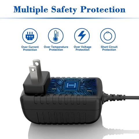 Heavy Duty Six Volt AC Adapter And Power Supply Charger For Cordless Grinders And Impact Drivers showcasing multiple safety protection features.