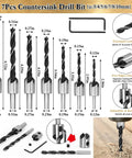 Topshelf 39 Piece Countersink Drill Bit And Wood Plug Cutter Set With Deburring Tool, 7 piece countersink drill bits with various sizes.