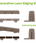 No Dig Garden Edging Kit 16 Feet With Interlocking Sections 2.75 Inch Height showing stone-like design and interlocking feature