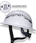 Type 2 Vented Full Brim Hard Hat With Chin Strap And 6-Point Suspension, Class C ANSI Z89.1 2014 HT-LT Protective Gear