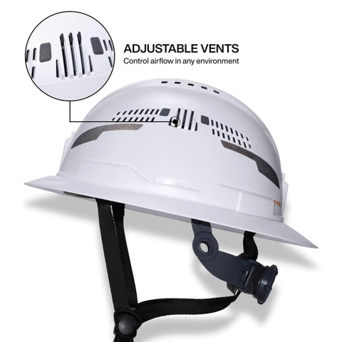 Type 2 Vented Full Brim Hard Hat With Chin Strap And 6-Point Suspension, Class C ANSI Z89.1 2014 HT-LT Protective Gear