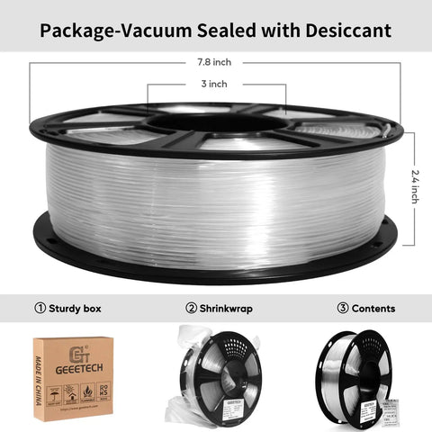 Go-To Clear PLA Filament 1.75 Mm For 3D Printing, Effortless Feeding And Crisp Transparency, No Stress Setup For Bold Makers, One Kilogram Spool Ready To Roll