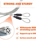 Heavy Duty Galvanized Steel Garage Door Cables 13 Ft 6 In 2 Pack features strong 7x7 construction with black connectors
