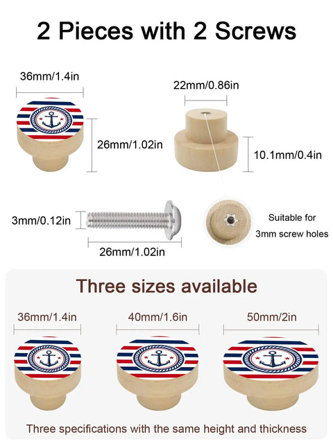 Top Shelf Beech Wood Cabinet Knobs Set Two Piece One Point Four Inch Sturdy Wooden Drawer Pulls For Kitchen Cupboard Dresser showing dimensions and design.
