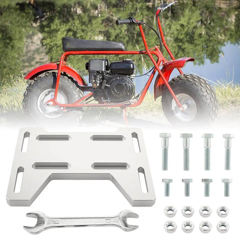 Mini Bike Bolt On Mount Plate Adapter Bracket For Predator Engines 79cc 97cc 100cc 212cc with hardware and wrench, silver
