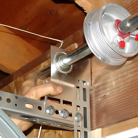 Installed Heavy Duty Tough As Nails Bearing End Plates Brackets For Garage Doors 3 3/8 Inch 2 Inch Track Stainless Steel