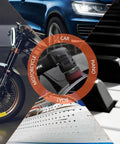 Motorcycle, car, boat, and piano with Compact 3 Inch Orbital Polisher With 10mm Orbit 780W Variable Speed Dual Action Ergonomic Grip visible.