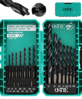 Image of Pro Grade 21 Piece Cobalt Drill Bit Set With Bullet Point Tip M35 TiAlN Coated in an open teal case.