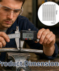 Person measuring Low Temperature Flux Core Welding Rods Kit dimensions, showing 72mm length, 10mm diameter, used for home repairs.