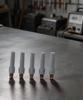 Five gray nonstick welding tips for 15AK torch set copper nozzles to slash slag buildup and boost weld precision 40x1mm