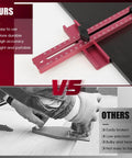 Durable Built Different 3 In 1 Aluminum Alloy Router Flip Base Milling Groove Bracket And Trimming Jig Templates For Off The Charts Woodworking Success comparison image showing a pink aluminum router guide for accurate trimming.