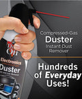Dust Off Disposable Duster 7 Oz with Precision Straw for quick dust removal from electronics in hand.