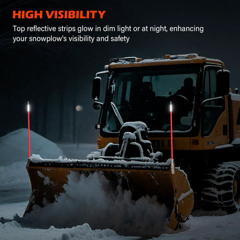 Snow Plow Blade Markers And Guides Kit 27 Inch With 304L Stainless Steel Base on plow in snowy night