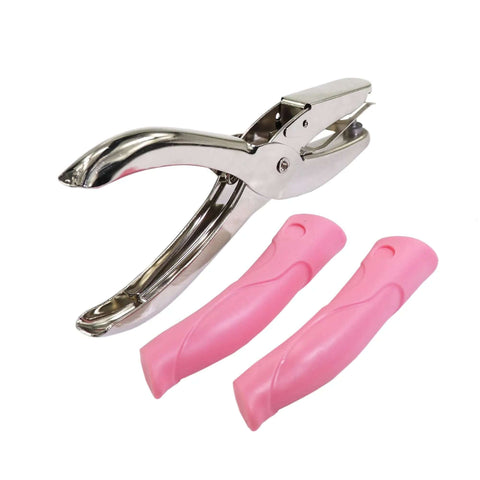 1/4 Inch Star Hole Punch With Soft Grip Handle For Tags And Crafts, cushioned grips, handheld with scraps cage for clean punch