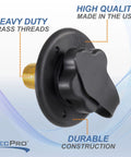 RV City Water Inlet With Brass Check Valve, Black Finish, Made In USA, Heavy Duty Construction, Secure Brass Pipe Threads For Leakproof City Water Fill And Reliable RV Hookups close-up
