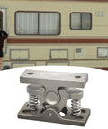 Double Roller Cabinet Latch Lock with Door Holder Release Clamp and Stop Latch displayed in front of RV