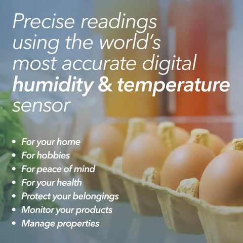 No Fuss Smart Temperature And Humidity Monitor With App Alerts Water Resistant Sensor For RV Fridge Freezer Or Home Use Plug And Play Setup Real Time Readouts Heat Index And Humidity Trends. egg tray use
