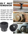 22 Piece Bolt Nut Extractor Set With Half Inch And Three Eighths Inch Drive Wheel Lock Removal Kit shown with damaged nuts