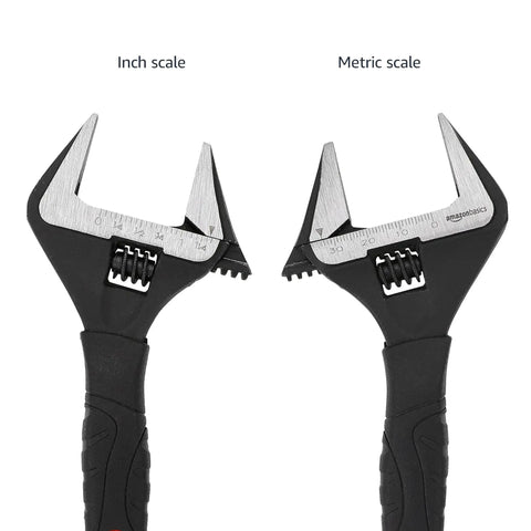 6 Inch Drop Forged Adjustable Wrench With Soft Grip And Wide Jaw, Metric And SAE Scales, Rust Resistant For Auto Repair, Plumbing And General Maintenance