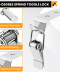 Beefy Stainless Steel Tool Box Hood Locks Latches 90 Degree Spring Loaded Toggle Lock Kit 2 Pack Hasps close-up view