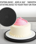 Heavy Duty 8 Inch Lazy Susan Turntable With Rock Solid Build And Smooth 360 Degree Silent Swivel Base with cake on it.