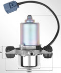 Front view of electric brake vacuum pump assembly with silver cylindrical motor, blue connector, and black cable.