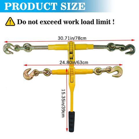 Two Pack Ratchet Chain Binders For Five Sixteenths To Three Eighths Inch Chains Heavy Duty Tie Downs With Anti Skid Handle