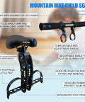 Front Mounted Kids Bike Seat For 2 To 5 Year Olds Up To 48 Lbs Fits Most Adult Mountain Bikes Easy Install And Safe Harness, features