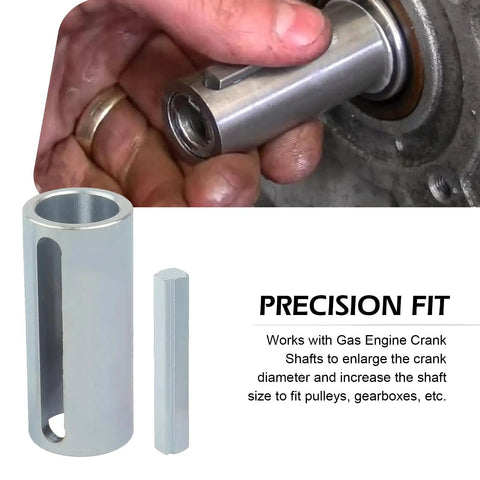 Tough As Nails 304 Stainless Steel Shaft Adapter Pulley 3/4 To 1 Inch Crank Sleeve with Key, shown fitting a crank shaft.