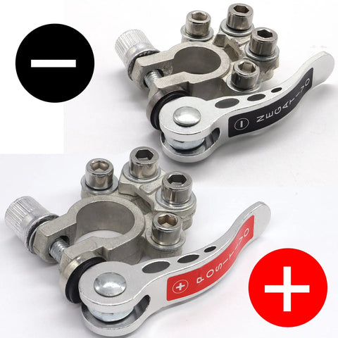 Two Pack Battery Terminal Wire Clamp Kit With Quick Release Disconnect For 12V And 24V Cars, Four Post Wire Connections